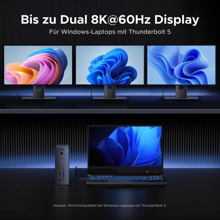 UGREEN Stacja dokująca 13 w 1 z ładowaniem 140 W do laptopa, 2,5 GbE Revodok Max 2131 Thunderbolt 5 Dock 120 Gb/s z 3*TBT5 - obrazek 5