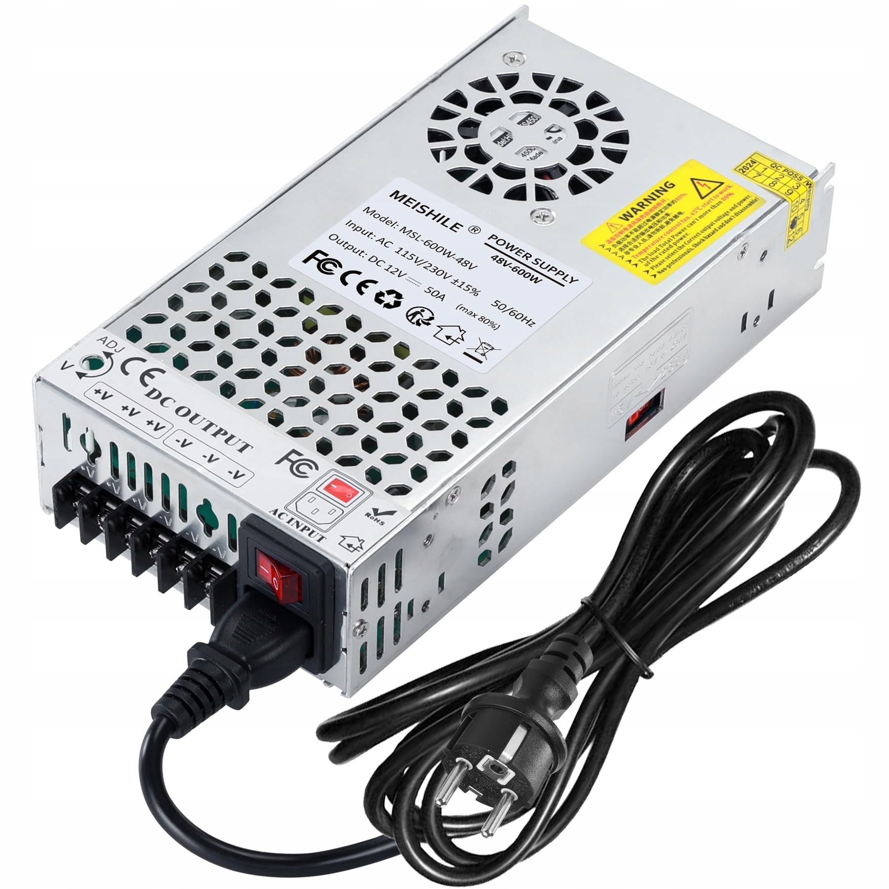 Zasilacz Impulsowy MEISHILE 48V 12,5A 600W zasilacz upgrade 230V do 48V - obrazek 8