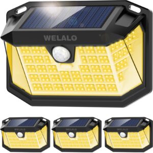 WELALO Lampy Solarne Z Czujnikiem Ruchu LED IP65 Wodoodporne ZESTAW 4 SZT