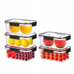 Bugucat zestaw 5 pojemników na żywność + 5 pokrywek + 1 przegroda, lunchbox