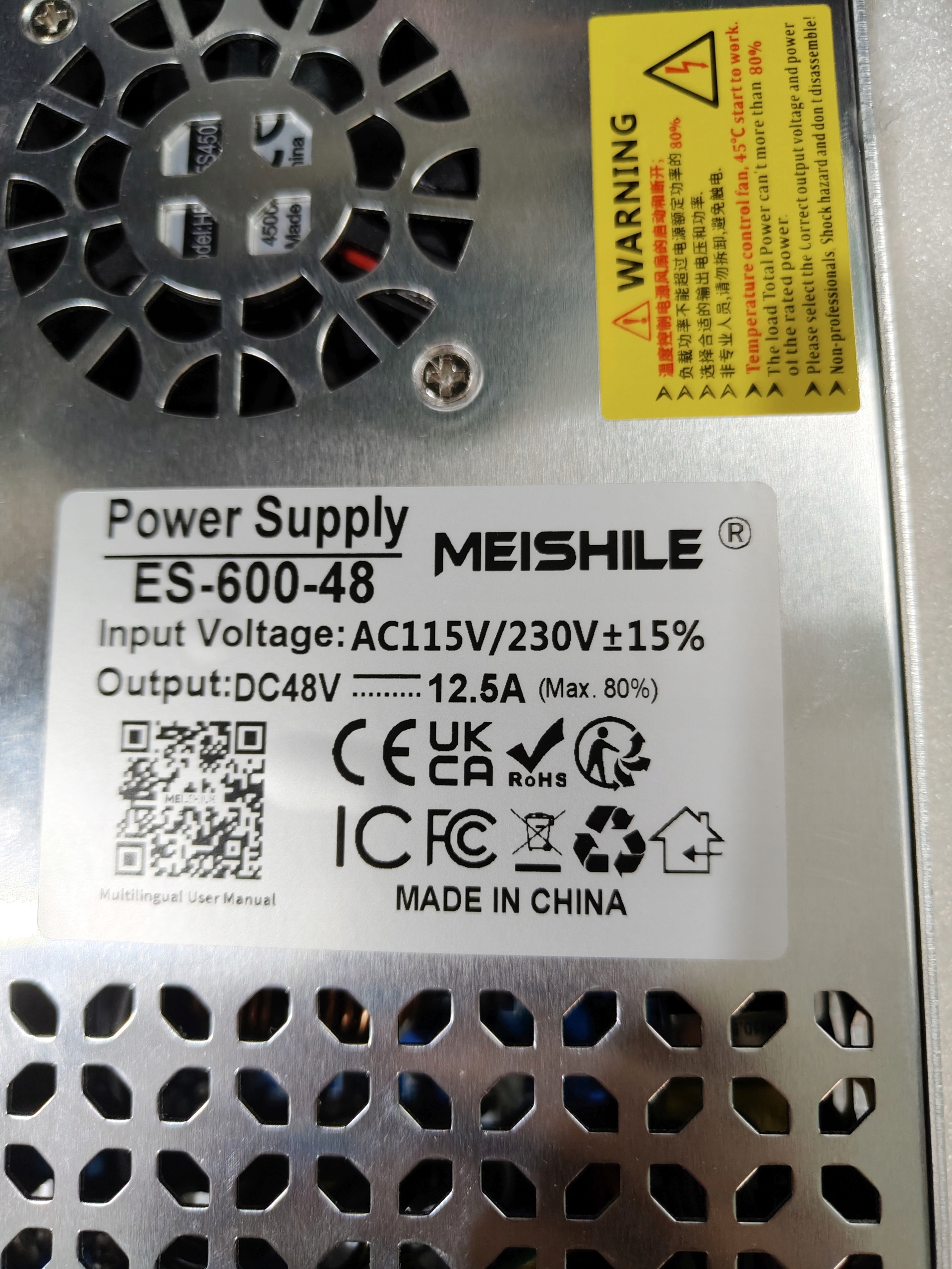 Zasilacz Impulsowy MEISHILE 48V 12,5A 600W zasilacz upgrade 230V do 48V - obrazek 3