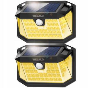 WELALO Lampy Solarne Z Czujnikiem Ruchu LED IP65 Wodoodporne ZESTAW 2 SZT
