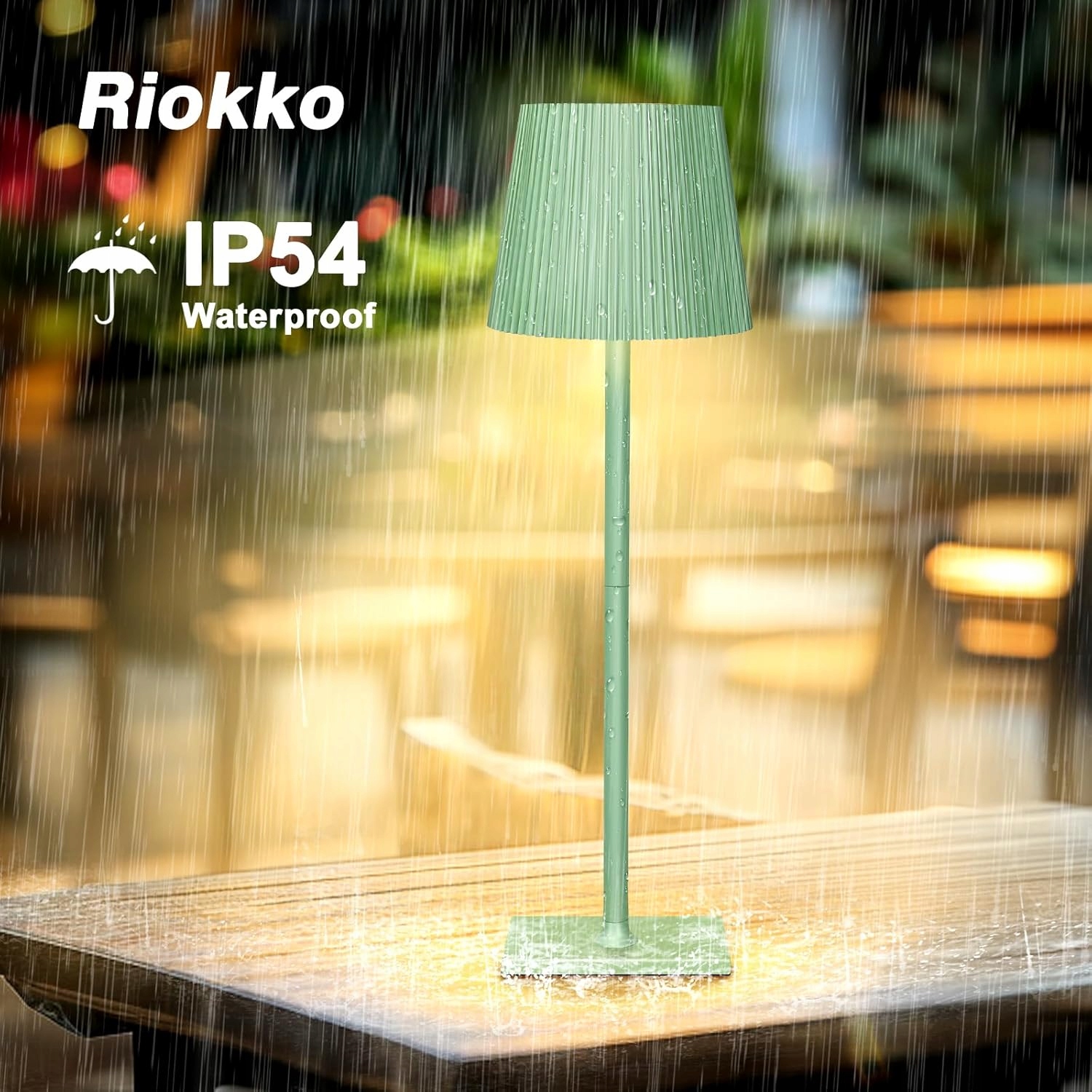 Lampa stołowa, bezprzewodowa, z 3 trybami świecenia ZIELONA - obrazek 7