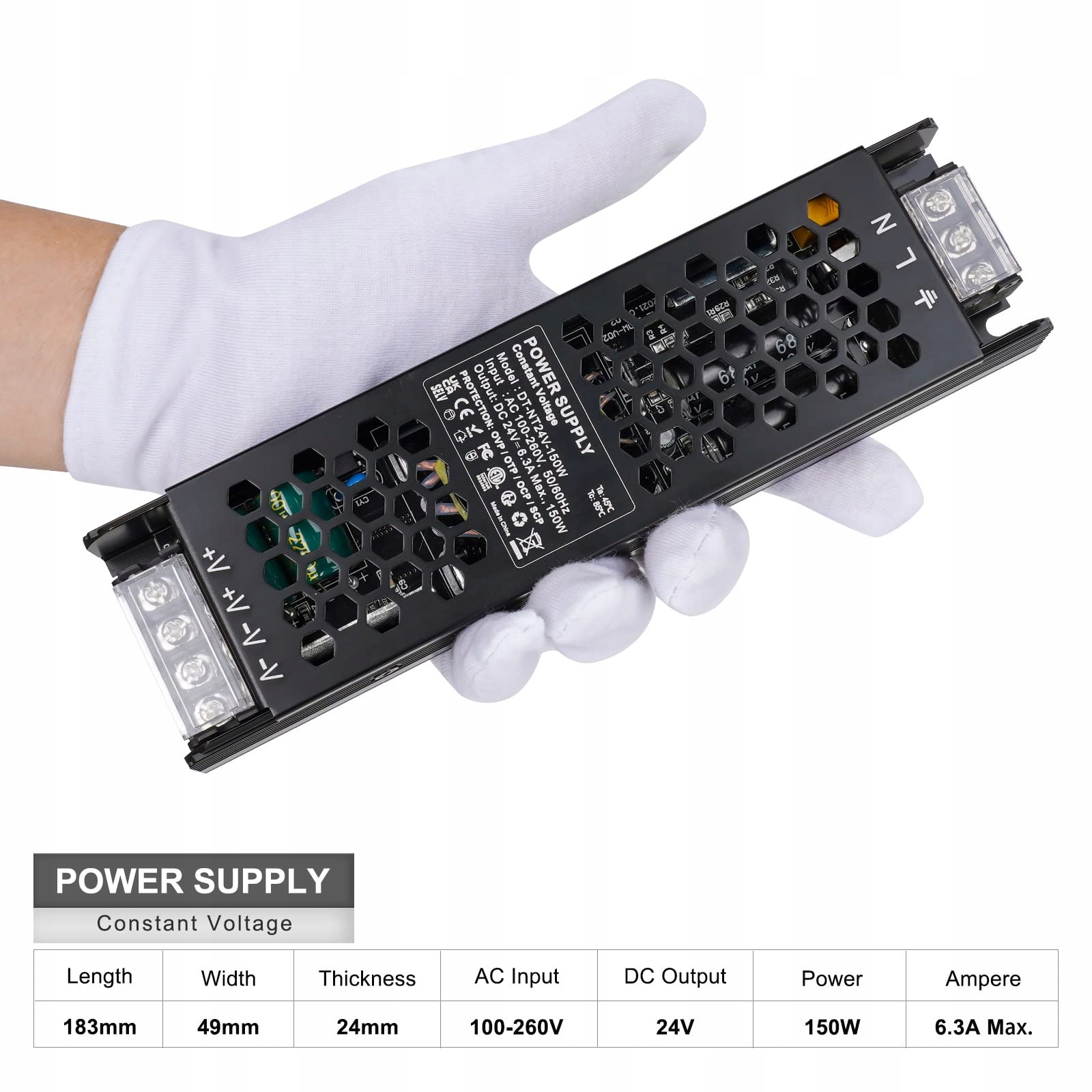 REYLAX Transformator Led niskiego napięcia 24V 150W 6,3A - obrazek 2