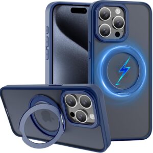 Plecki etui obrotowy ring do iPhone 15 Pro Apple Case Magnetic niebieski