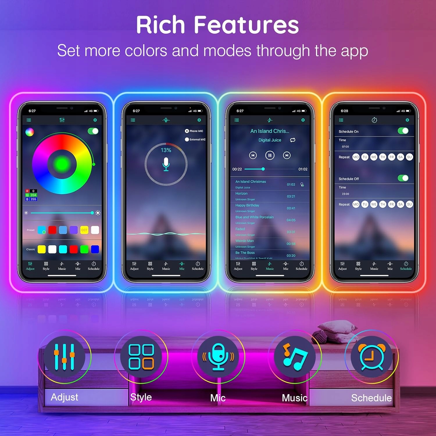 TAŚMA LED NEON 36M RGB BLUETOOTH APLIKACJA PILOT IP65 24V niedostepna - obrazek 6