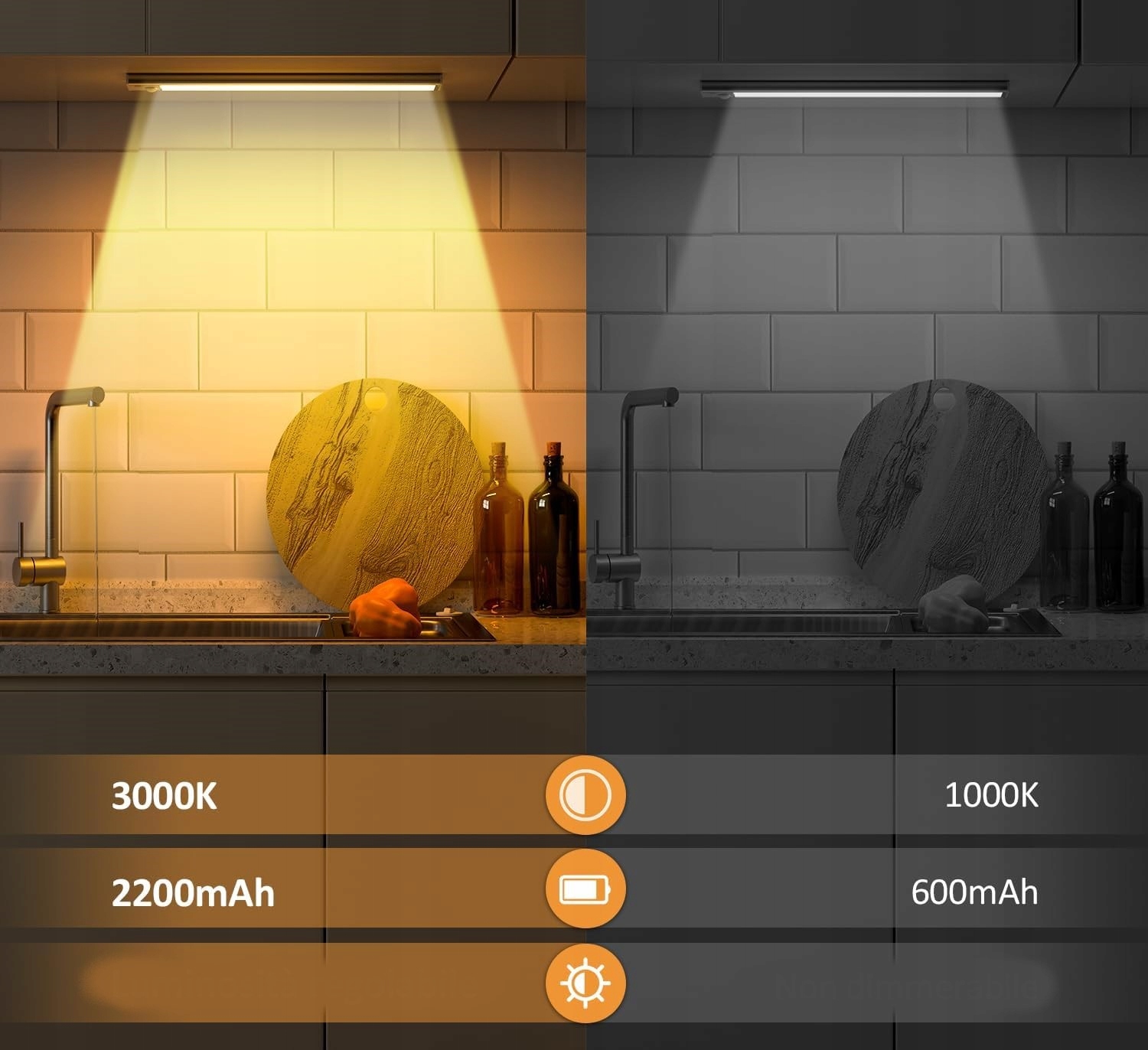 LISTWA PODSZAFKOWA LAMPA LED 30cm ALUMINIOWA CZUJNIK RUCHU 3 SZT MAGNES - obrazek 6