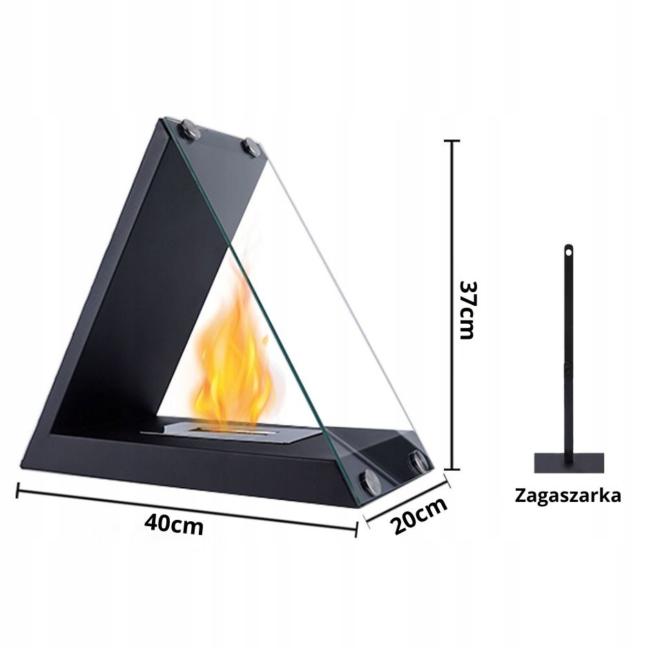 BIOKOMINEK TRÓJKĄTNY WOLNOSTOJĄCY CZARNY PIRAMIDA TORNADO FLAME - obrazek 6