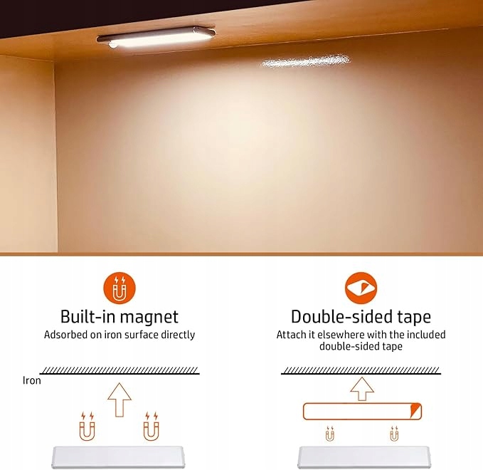 Lampy podszafkowe LED 20cm z czujnikiem ruchu, ładowane przez USB - obrazek 4