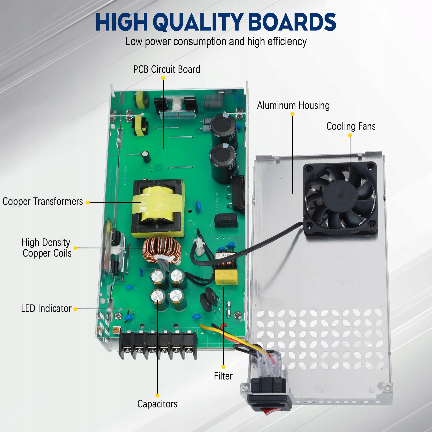 Zasilacz Impulsowy MEISHILE 48V 12,5A 600W zasilacz upgrade 230V do 48V - obrazek 7