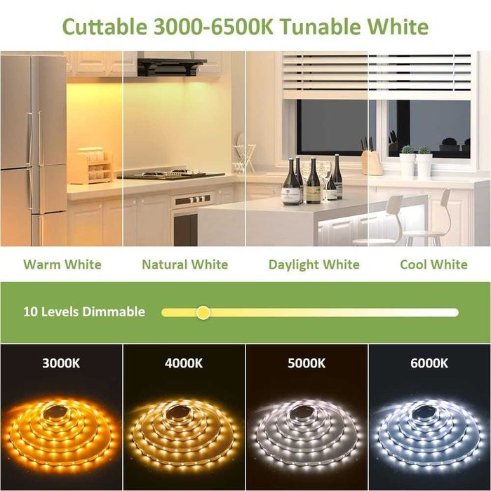 Taśma świetlna LED NOVOSTELLA 24 V 672, elastyczna, 6 m, ściemnialna, ciepła biel 3000 K, zimna biel 6500 K, samoprzylepna, pilot zdalnego sterowania - obrazek 2