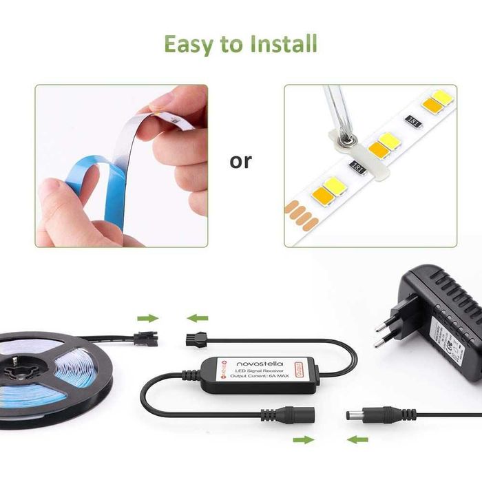 Taśma świetlna LED NOVOSTELLA 24 V 672, elastyczna, 6 m, ściemnialna, ciepła biel 3000 K, zimna biel 6500 K, samoprzylepna, pilot zdalnego sterowania - obrazek 4