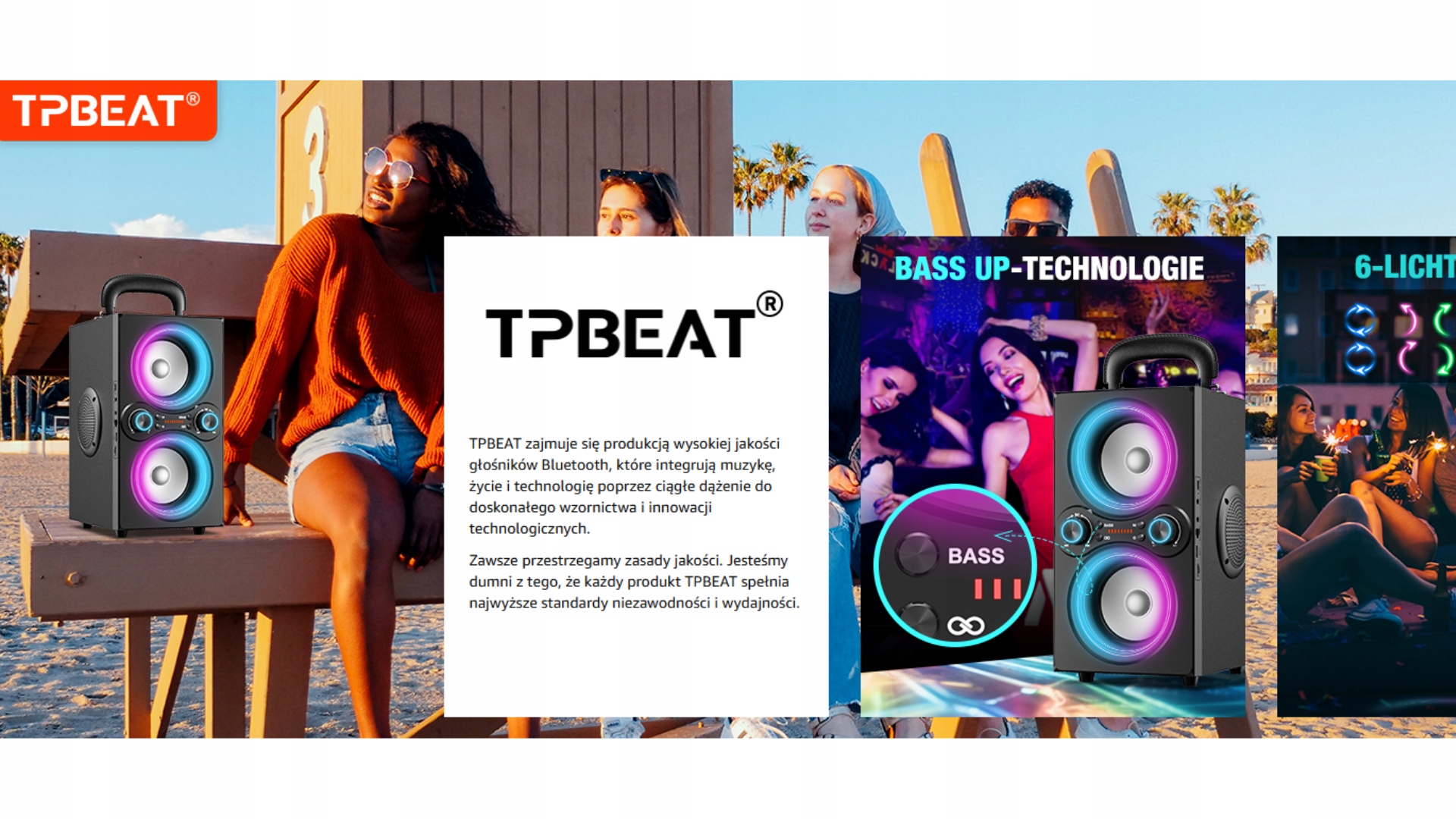 Głośnik Bluetooth, 80 W, bezprzewodowy duży bas boost, 100 dB TPBEAT - obrazek 7