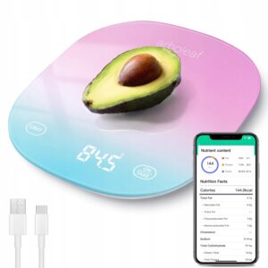 CYFROWA WAGA KUCHENNA ombre licznik kalorii akumulator aplikacja smartfon