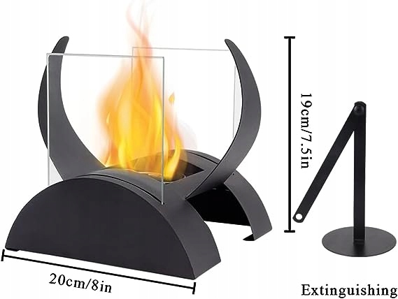 Biokominek wolnostojący SAURON czarny TORNADO FLAME - obrazek 4