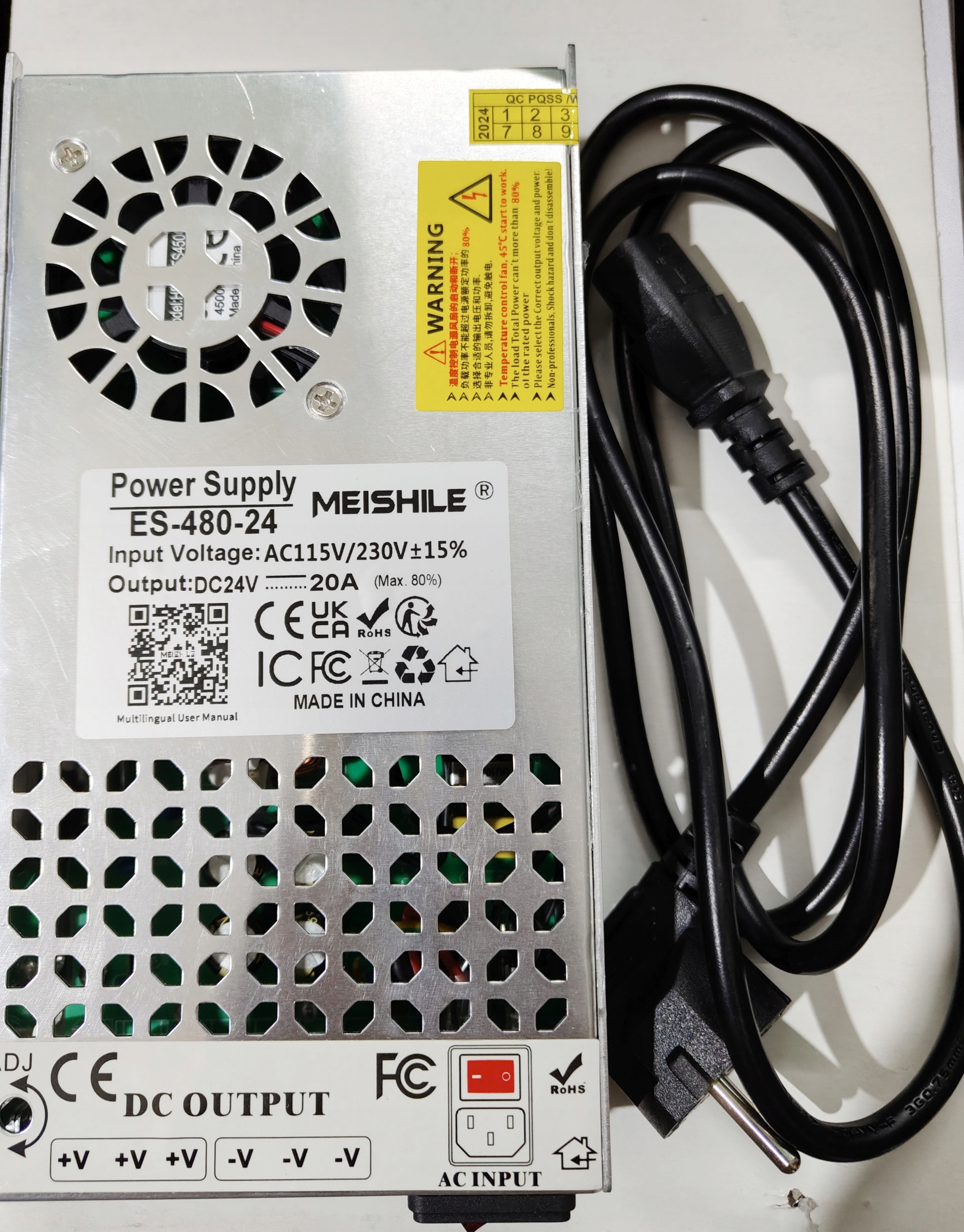 Zasilacz Impulsowy MEISHILE 24V 20A 480W zasilacz upgrade 230V do 24V - obrazek 3