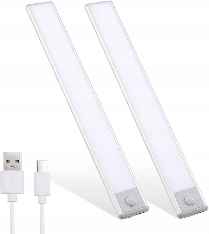 Lampy podszafkowe LED 20cm z czujnikiem ruchu, ładowane przez USB