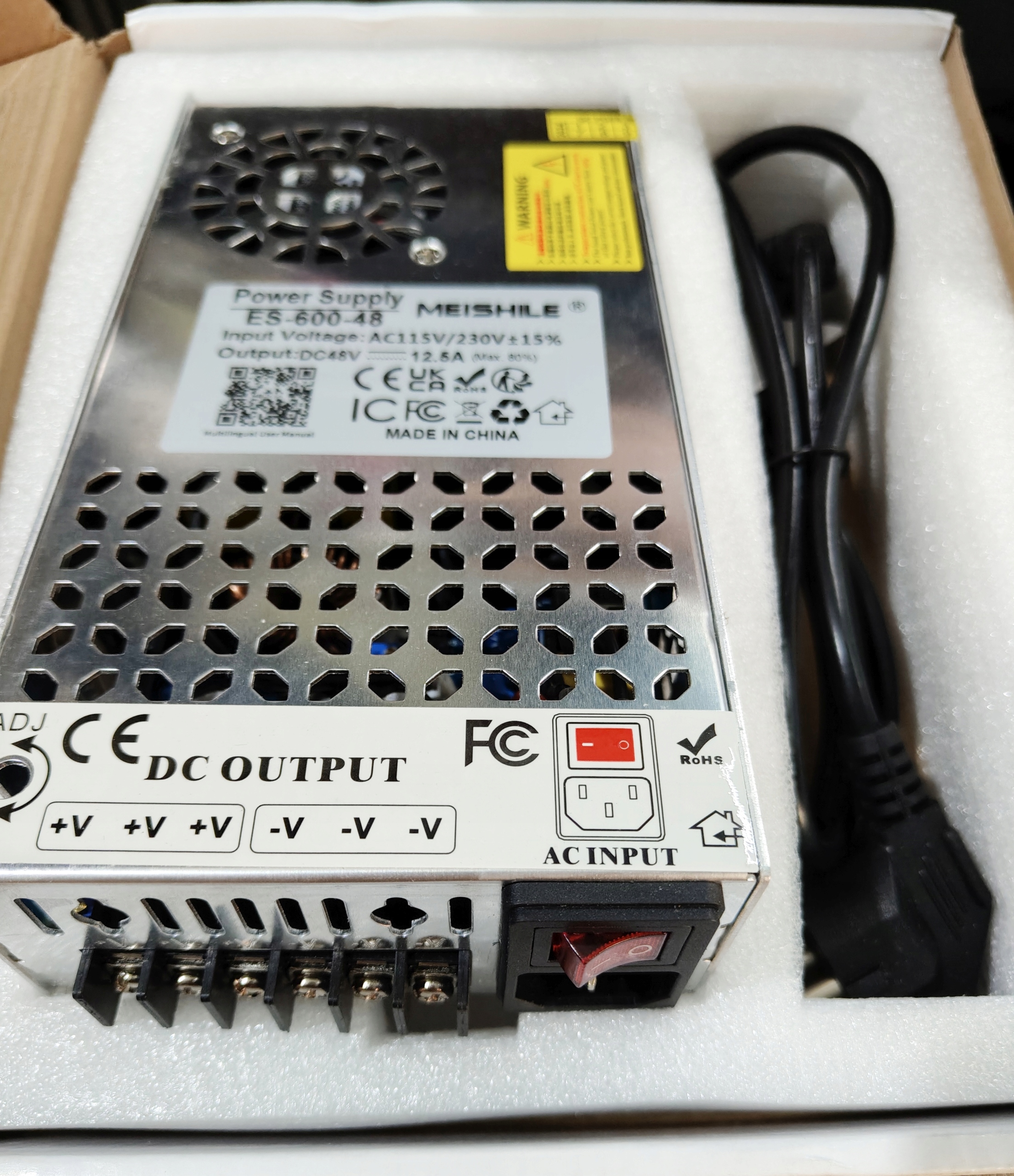 Zasilacz Impulsowy MEISHILE 48V 12,5A 600W zasilacz upgrade 230V do 48V - obrazek 2