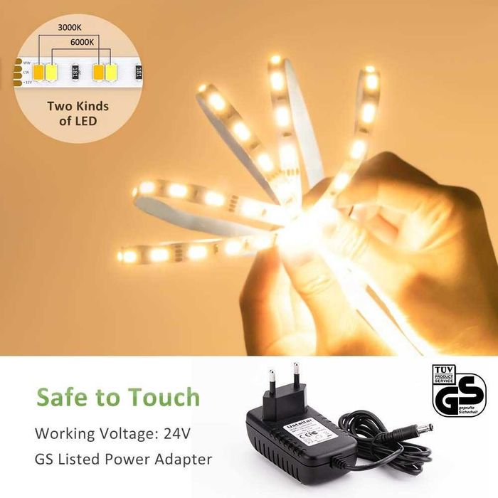 Taśma świetlna LED NOVOSTELLA 24 V 672, elastyczna, 6 m, ściemnialna, ciepła biel 3000 K, zimna biel 6500 K, samoprzylepna, pilot zdalnego sterowania - obrazek 3