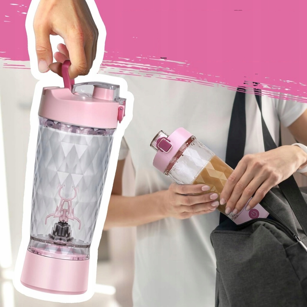 ELEKTRYCZNY SHAKER DO BIAŁKA 650 ML MIKSER USB C Różowy - obrazek 8