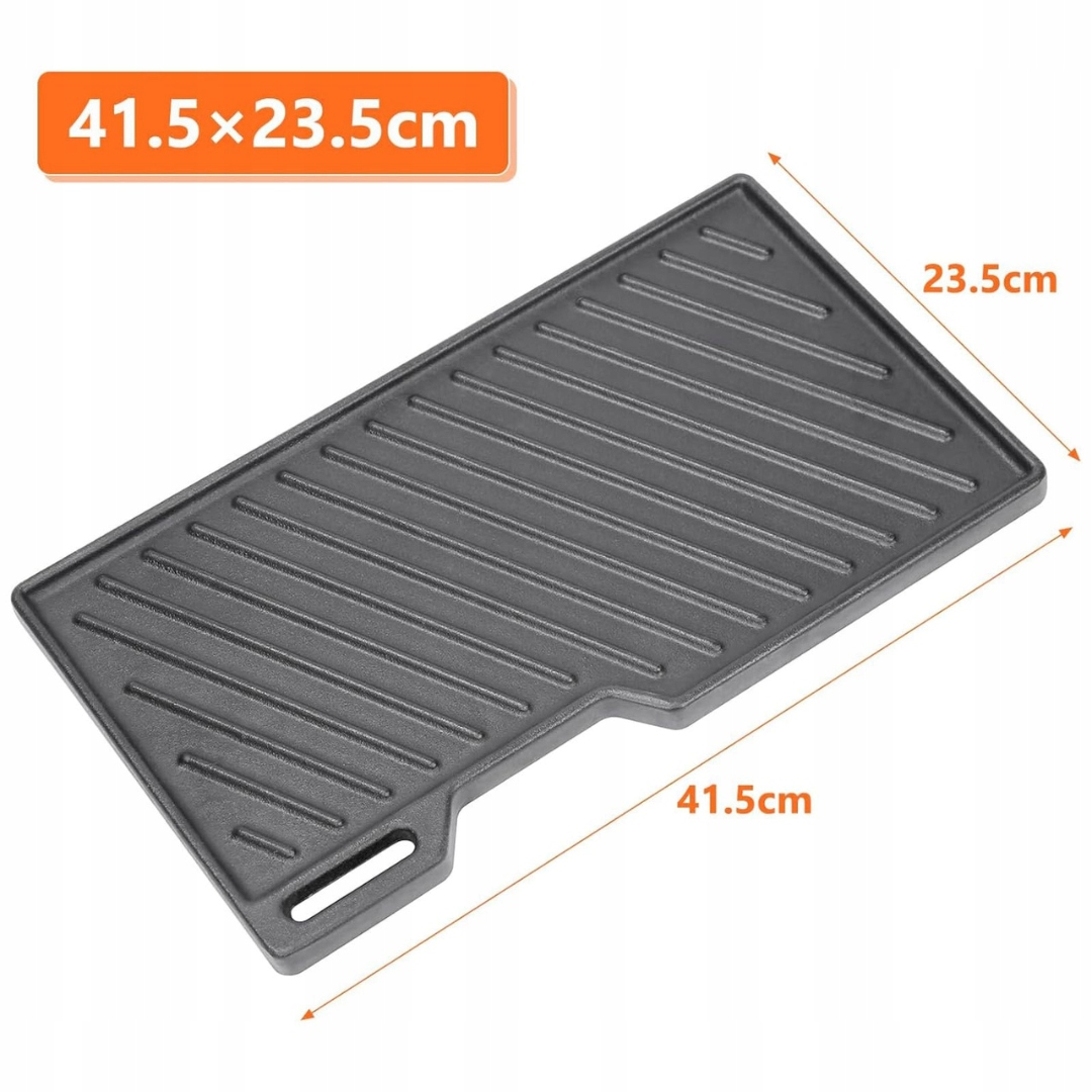 Płyta grillowa żeliwna GFTIME prostokątny 41,5 cm x 23,5 cm dwustronna - obrazek 5