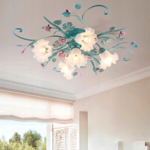 Lampa wisząca Meibeileil Żyrandol sufitowy retro róże E27