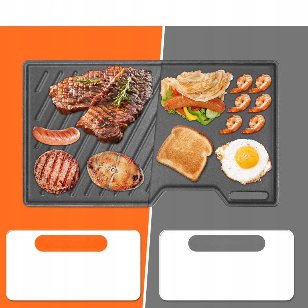 Płyta grillowa żeliwna GFTIME prostokątny 41,5 cm x 23,5 cm dwustronna - obrazek 3