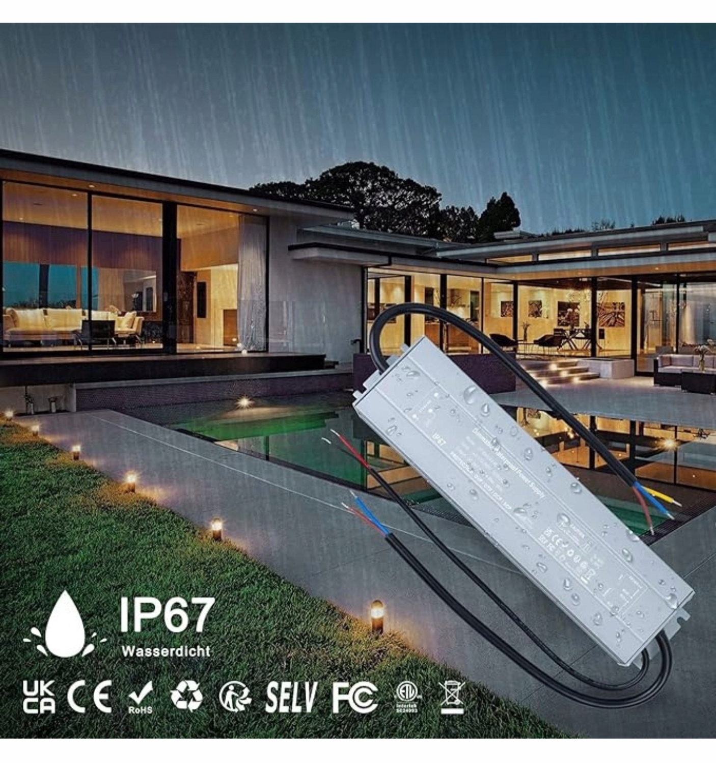 REYLAX LED Trafo wodoodporny, sterownik LED, zasilacz 24V 60W IP67 - obrazek 5