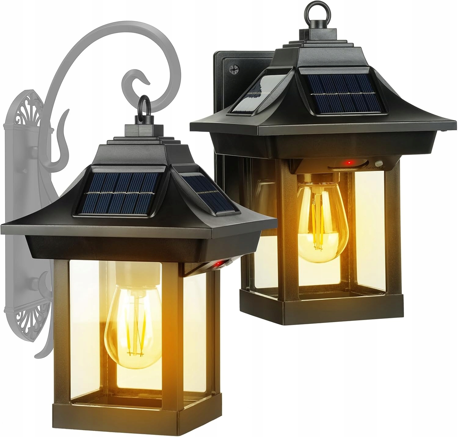 LAMPA SOLARNA ŚCIENNA LED ZEWNĘTRZNA Z CZUJNIKIEM RUCHU– IP65 ZESTAW 2 SZT. - obrazek 2