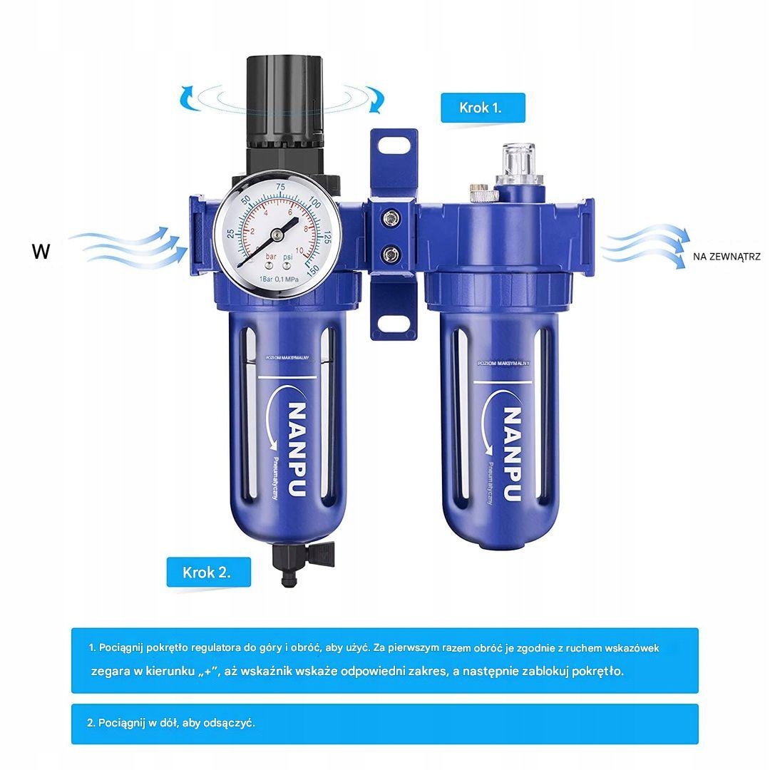 Regulator i smarownica filtra sprężonego powietrza NANPU OFC300 3/8″ - obrazek 5