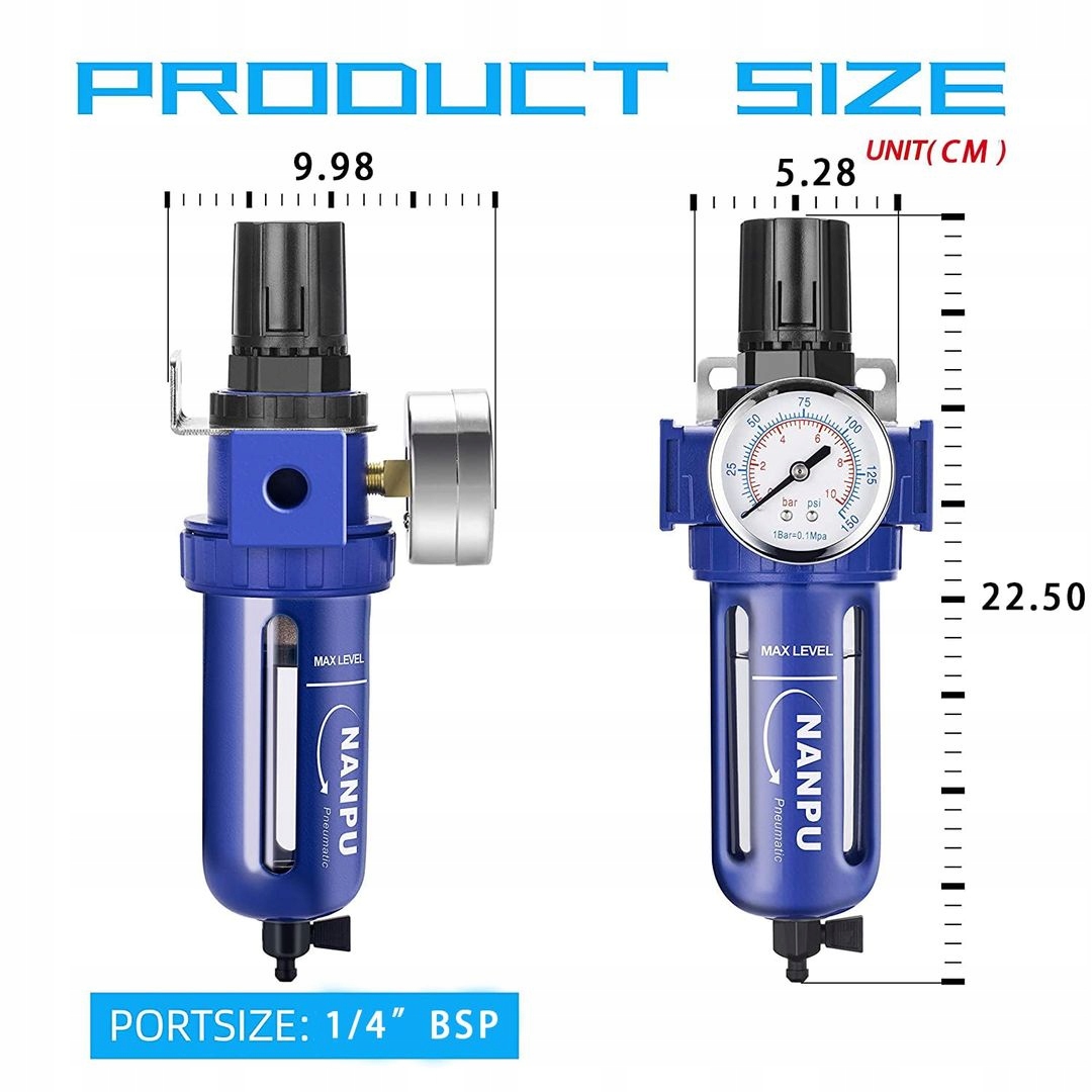 Regulator i smarownica filtra sprężonego powietrza NANPU OFC300 3/8″ - obrazek 3