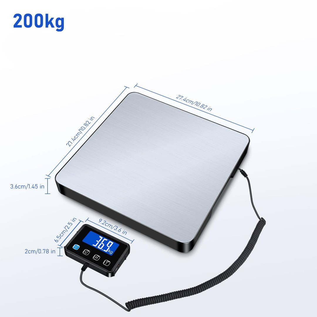 WAGA PACZKOWA 200 KG/10 g, STAL NIERDZEWNA, LCD, TARA/HOLD, 4 JEDN., USB 5V - obrazek 8
