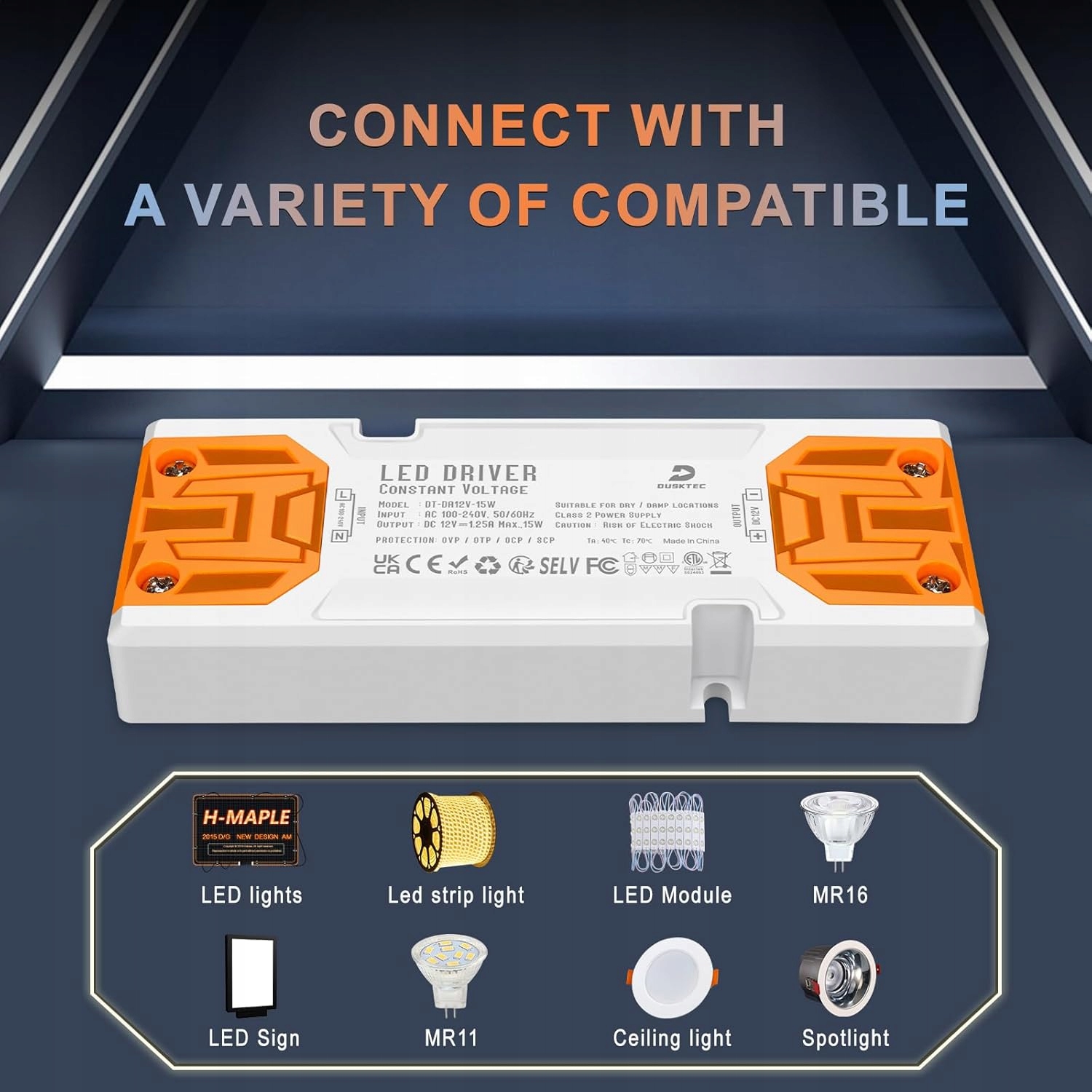 DUSKTEC Zasilacz LED 24 V 15 W Cienki, transformator do taśmy LED sterownik - obrazek 4