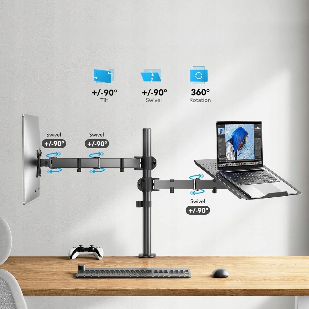HUANUO RAMIĘ UCHWYT MONITORA Z PODSTAWKĄ TACĄ NA LAPTOPA 15,6 REGULOWANE - obrazek 7