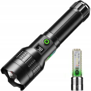 ASORT niezwykle jasna latarka LED Taktyczna Lumen Czarna IPX67