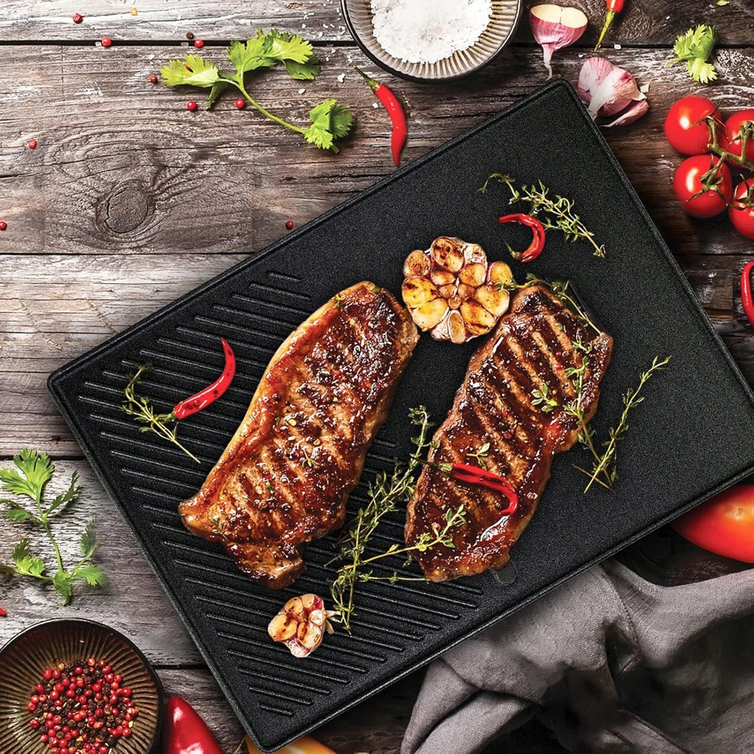 Płyta grillowa żeliwna 44,5 x 30cm do grilla gazowego dwustronna - obrazek 6