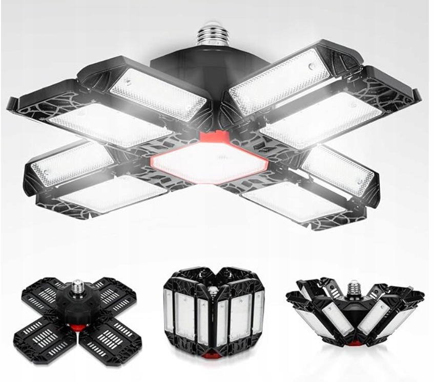 LAMPA GARAŻOWA Led 200W warsztatowa sufitowa, 12 regulowanych paneli - obrazek 2
