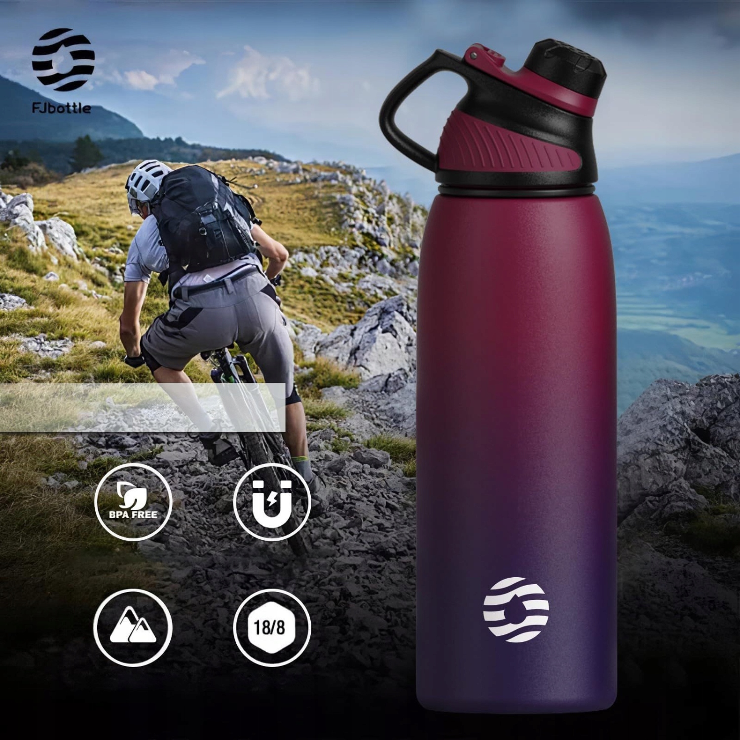 Bidon, Butelka sportowa ze stali nierdzewnej termiczna 800 ml szczelna - obrazek 6