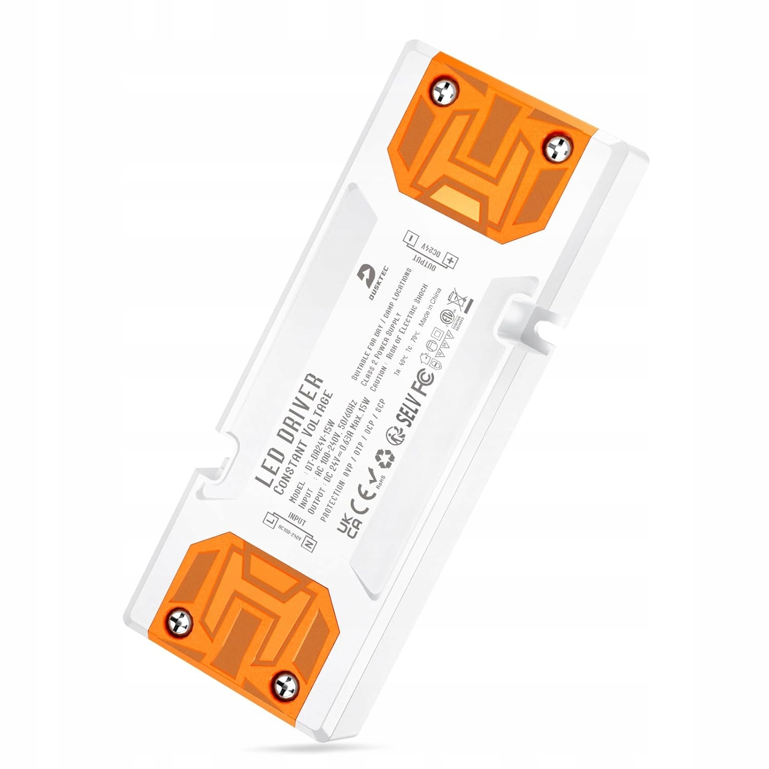 DUSKTEC Zasilacz LED 24 V 15 W Cienki, transformator do taśmy LED sterownik