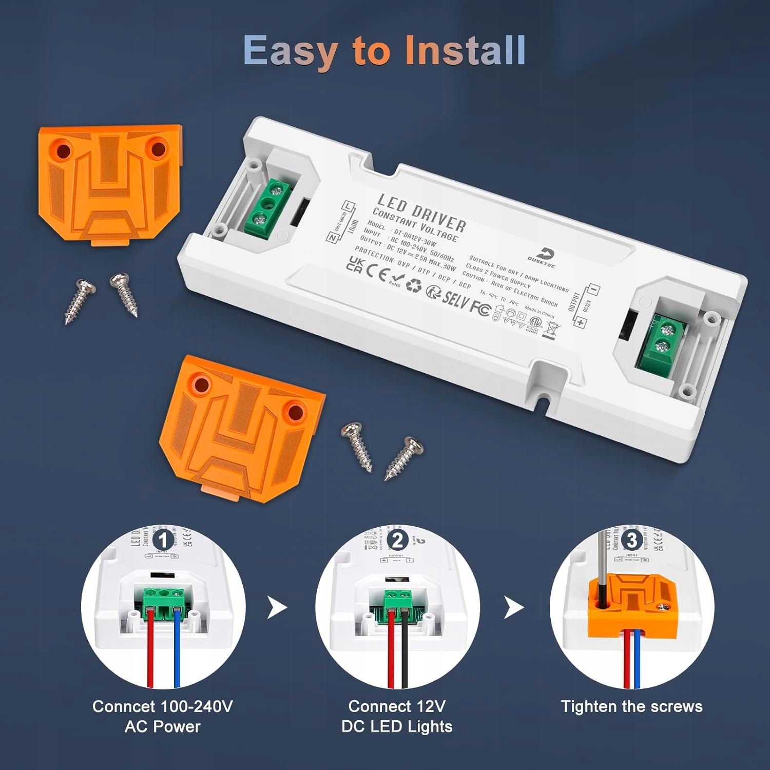 DUSKTEC Zasilacz LED 12 V 100 W transformator do taśmy LED sterownik - obrazek 7