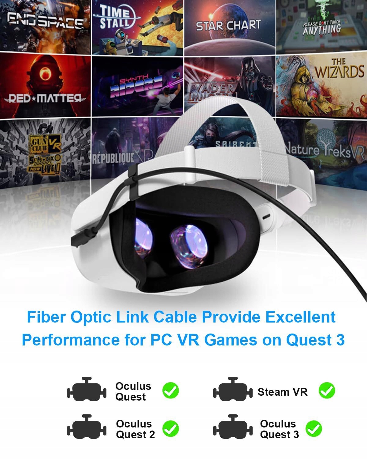 Kabel światłowodowy do VR USB 3.0 do Quest/Meta/Pico SteamVR AOC 5m - obrazek 3