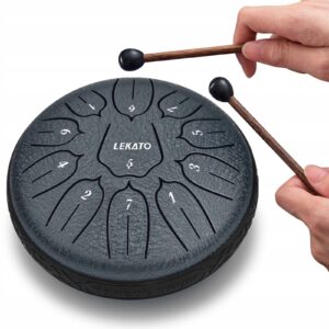 LEKATO Mini Bęben językowy stalowy 16 cm, 11 nut D dur