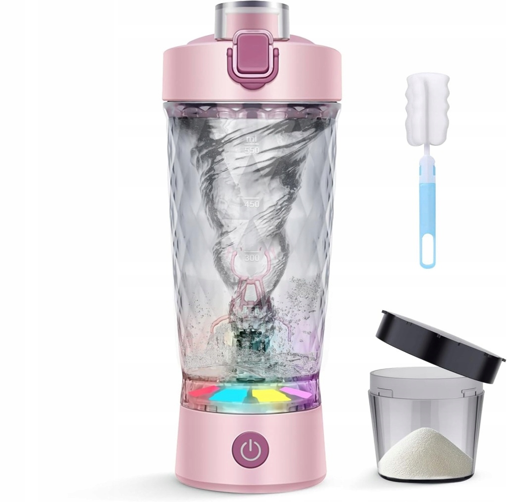 ELEKTRYCZNY SHAKER DO BIAŁKA 650 ML MIKSER USB C Różowy - obrazek 2