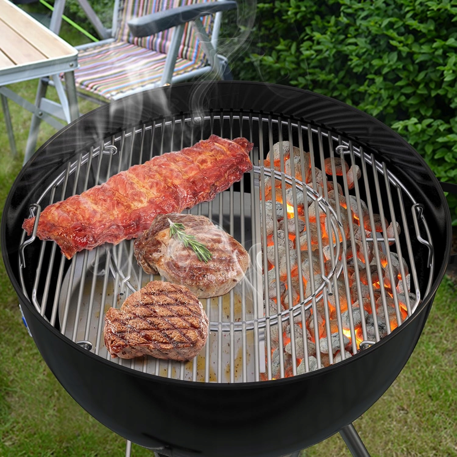 Półokrągła taca ociekowa, płyta grillowa Onlyfire 57cm - Stal nierdzewna - obrazek 7