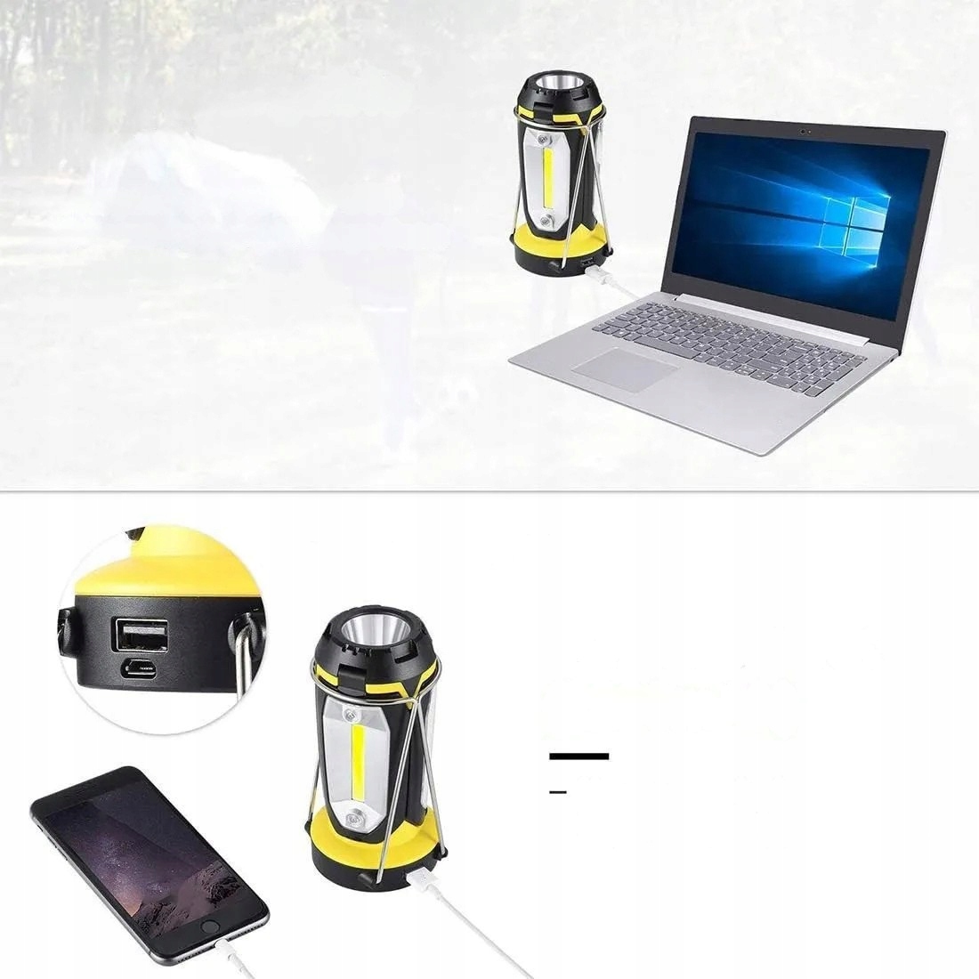 LAMPA KEMINGOWA, LATARKA LED Z AKUMULATOREM, 400 lm, 6 TRYBÓW, POWERBANK - obrazek 14