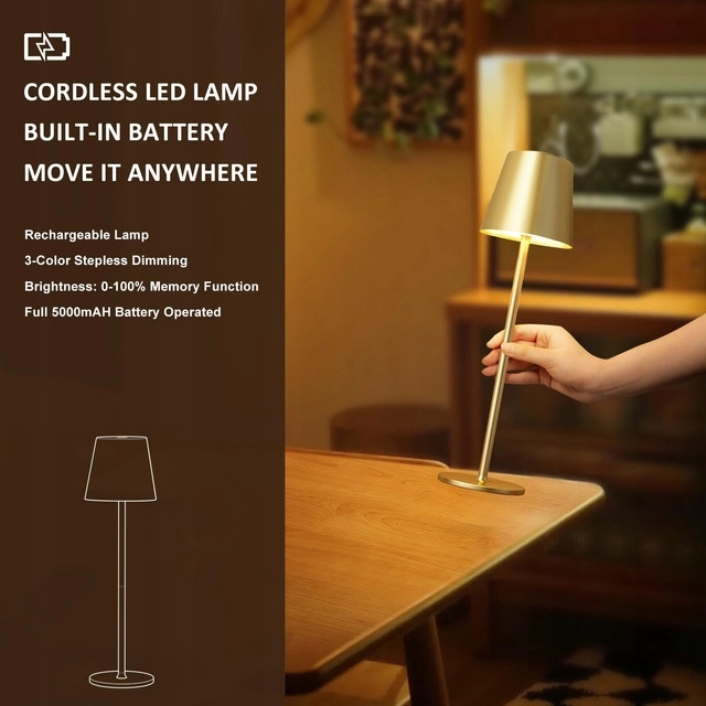 Zestaw 2 bezprzewodowych LAMP STOŁOWYCH PreeOtti, ściemnialna LED - obrazek 2