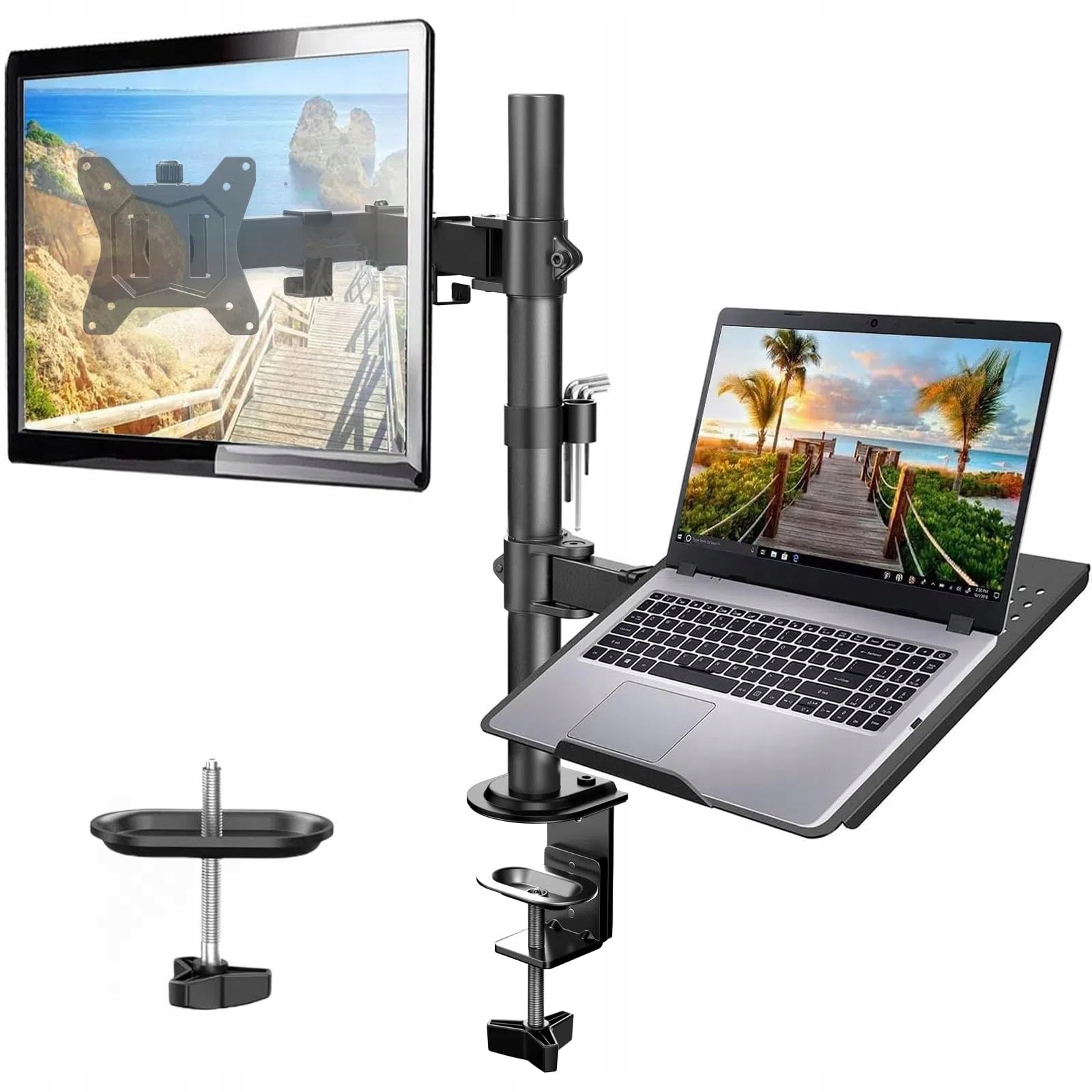 HUANUO RAMIĘ UCHWYT MONITORA Z PODSTAWKĄ TACĄ NA LAPTOPA 15,6 REGULOWANE