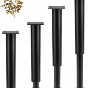 QWORK Zestaw 4 nóżek meblowych z regulacją wysokości 25-42 cm