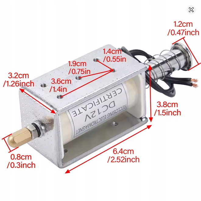 Dc 12v 35mm długi skok Push Pull elektromagnes - obrazek 5
