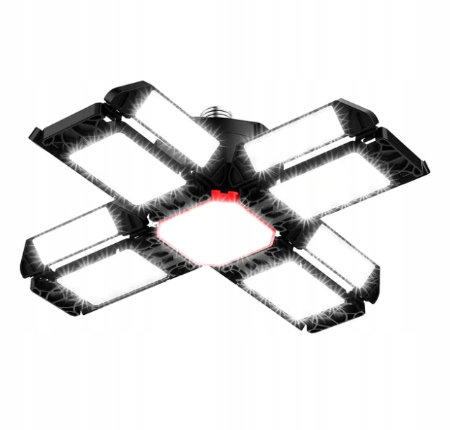 LAMPA GARAŻOWA Led 200W warsztatowa sufitowa, 12 regulowanych paneli